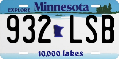 MN license plate 932LSB
