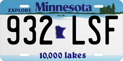 MN license plate 932LSF