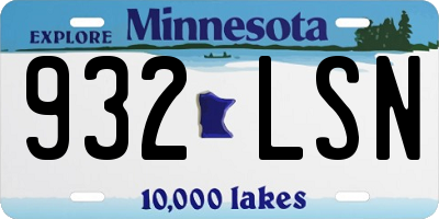 MN license plate 932LSN