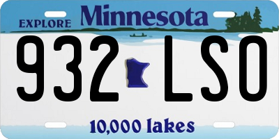 MN license plate 932LSO