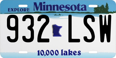 MN license plate 932LSW