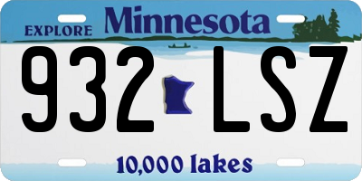 MN license plate 932LSZ