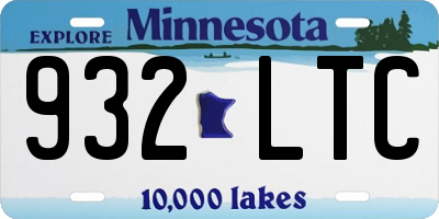 MN license plate 932LTC
