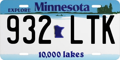 MN license plate 932LTK