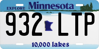 MN license plate 932LTP