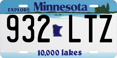 MN license plate 932LTZ