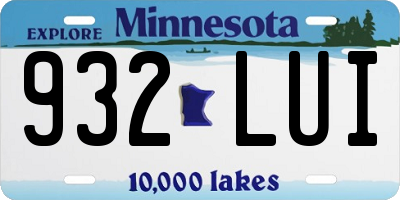 MN license plate 932LUI