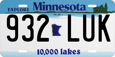 MN license plate 932LUK