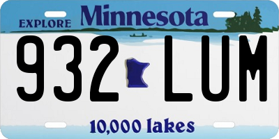 MN license plate 932LUM