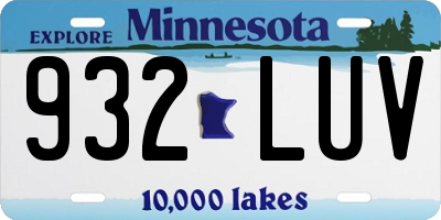 MN license plate 932LUV