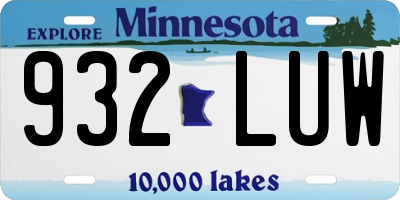 MN license plate 932LUW