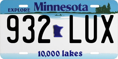 MN license plate 932LUX
