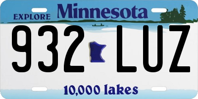 MN license plate 932LUZ