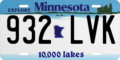 MN license plate 932LVK