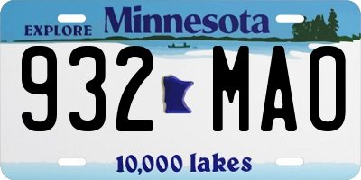 MN license plate 932MAO