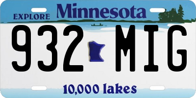 MN license plate 932MIG