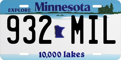 MN license plate 932MIL