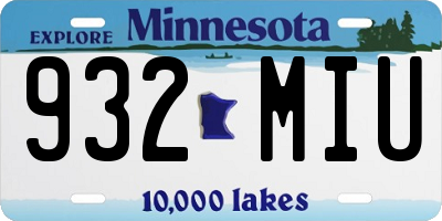 MN license plate 932MIU
