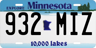 MN license plate 932MIZ