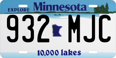 MN license plate 932MJC
