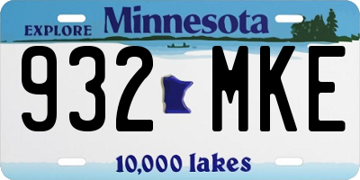 MN license plate 932MKE
