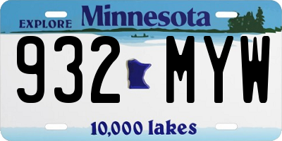 MN license plate 932MYW