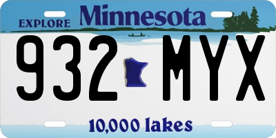 MN license plate 932MYX