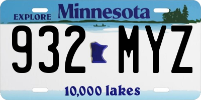 MN license plate 932MYZ
