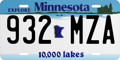 MN license plate 932MZA