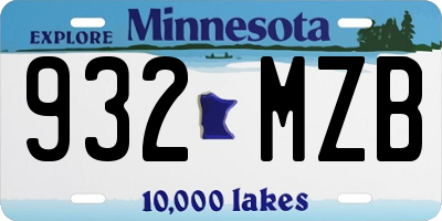 MN license plate 932MZB