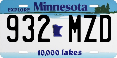 MN license plate 932MZD