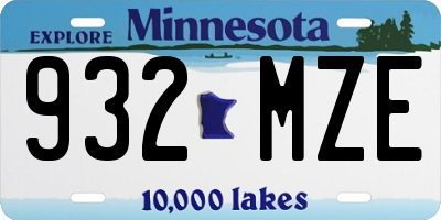 MN license plate 932MZE