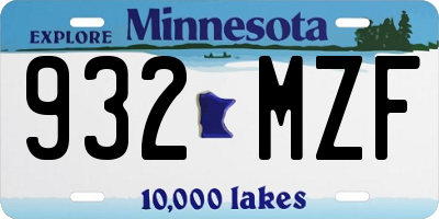 MN license plate 932MZF