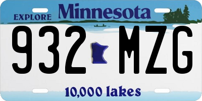 MN license plate 932MZG