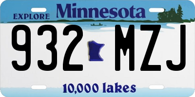 MN license plate 932MZJ
