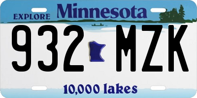 MN license plate 932MZK