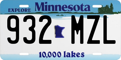MN license plate 932MZL