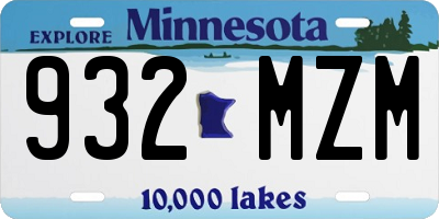 MN license plate 932MZM