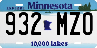 MN license plate 932MZO