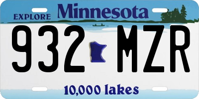 MN license plate 932MZR