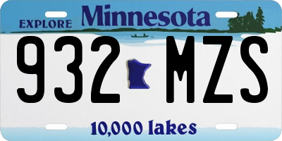 MN license plate 932MZS
