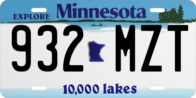 MN license plate 932MZT