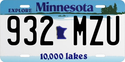 MN license plate 932MZU