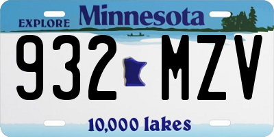 MN license plate 932MZV
