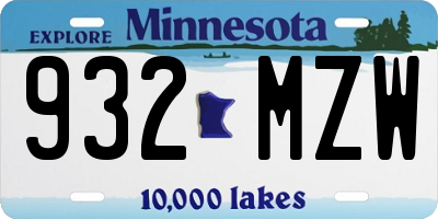 MN license plate 932MZW