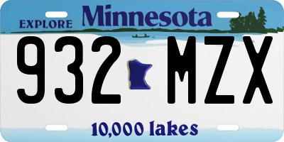 MN license plate 932MZX