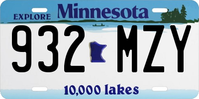 MN license plate 932MZY