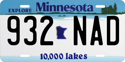 MN license plate 932NAD