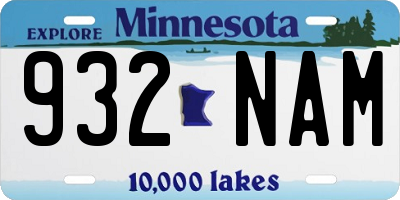 MN license plate 932NAM