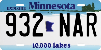 MN license plate 932NAR